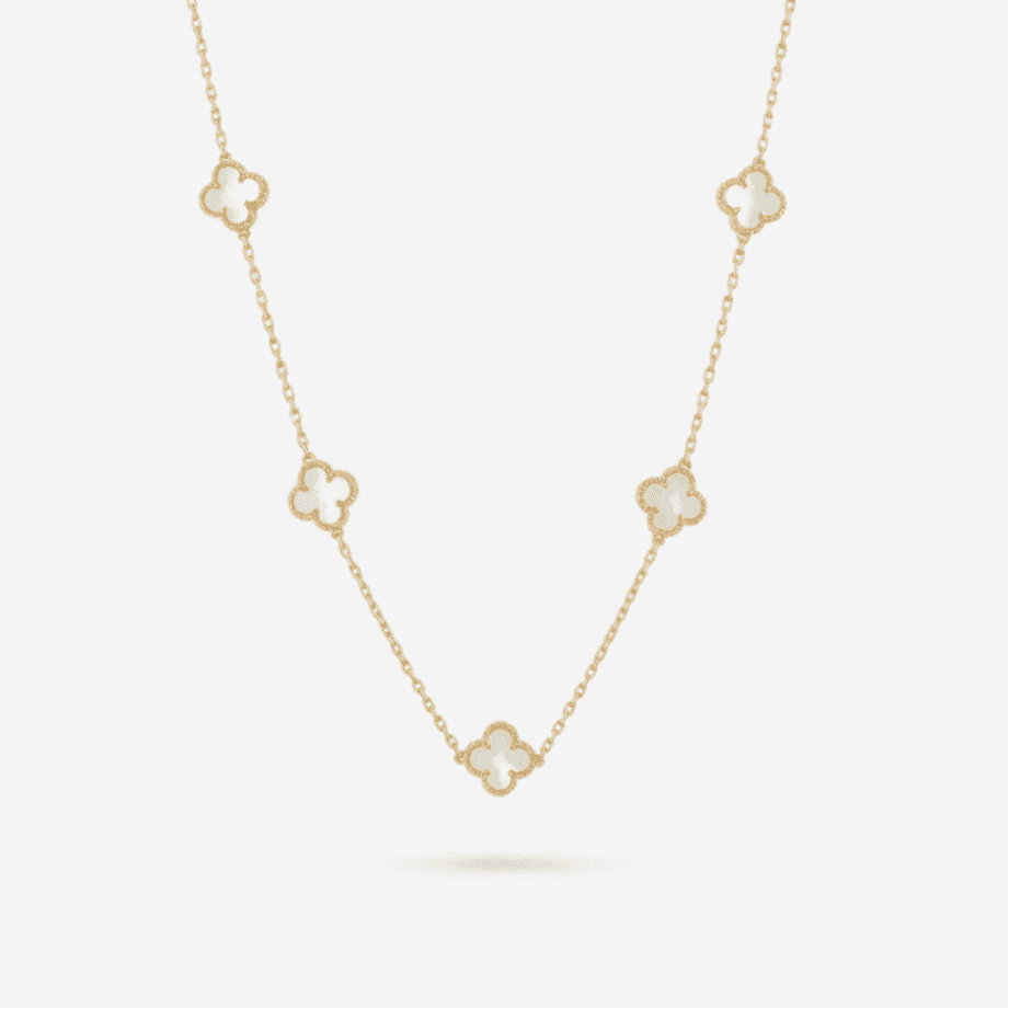 گردنبند ونکلیف پنج گل صدف سفید عکس محصول